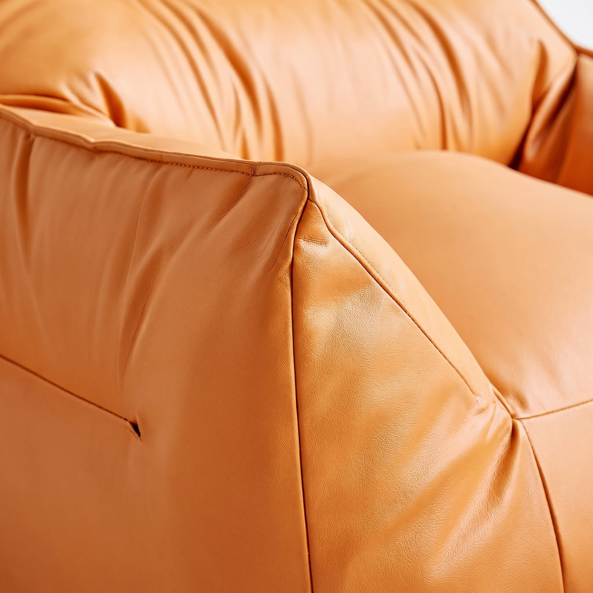 Fauteuil Pouf Design Orange Cuir