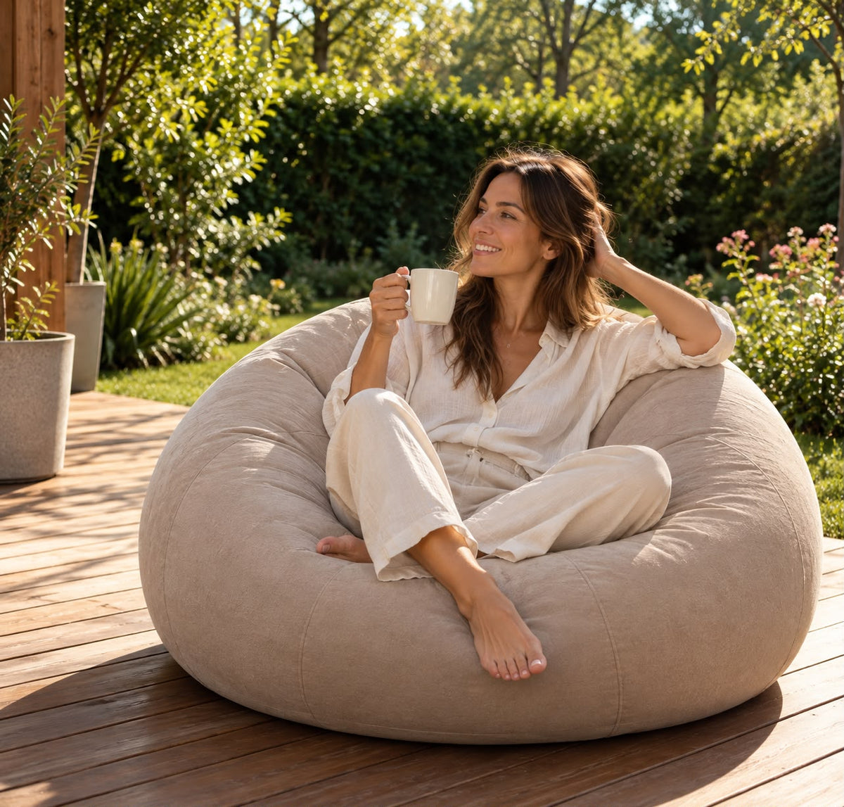 Gros Pouf Extérieur Gonflable Canapé Gris