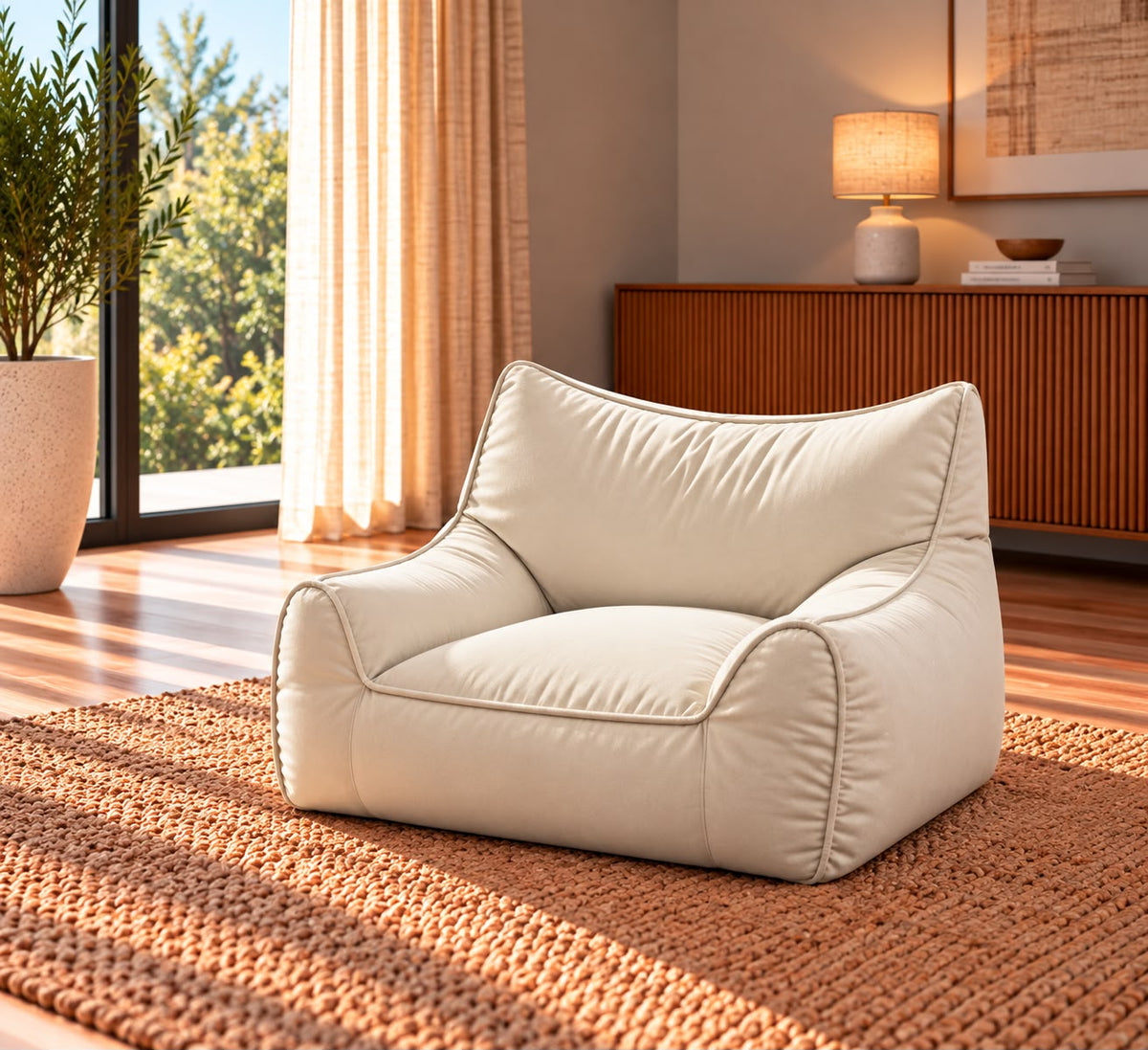 Petit Pouf Salon Blanc Décoratif