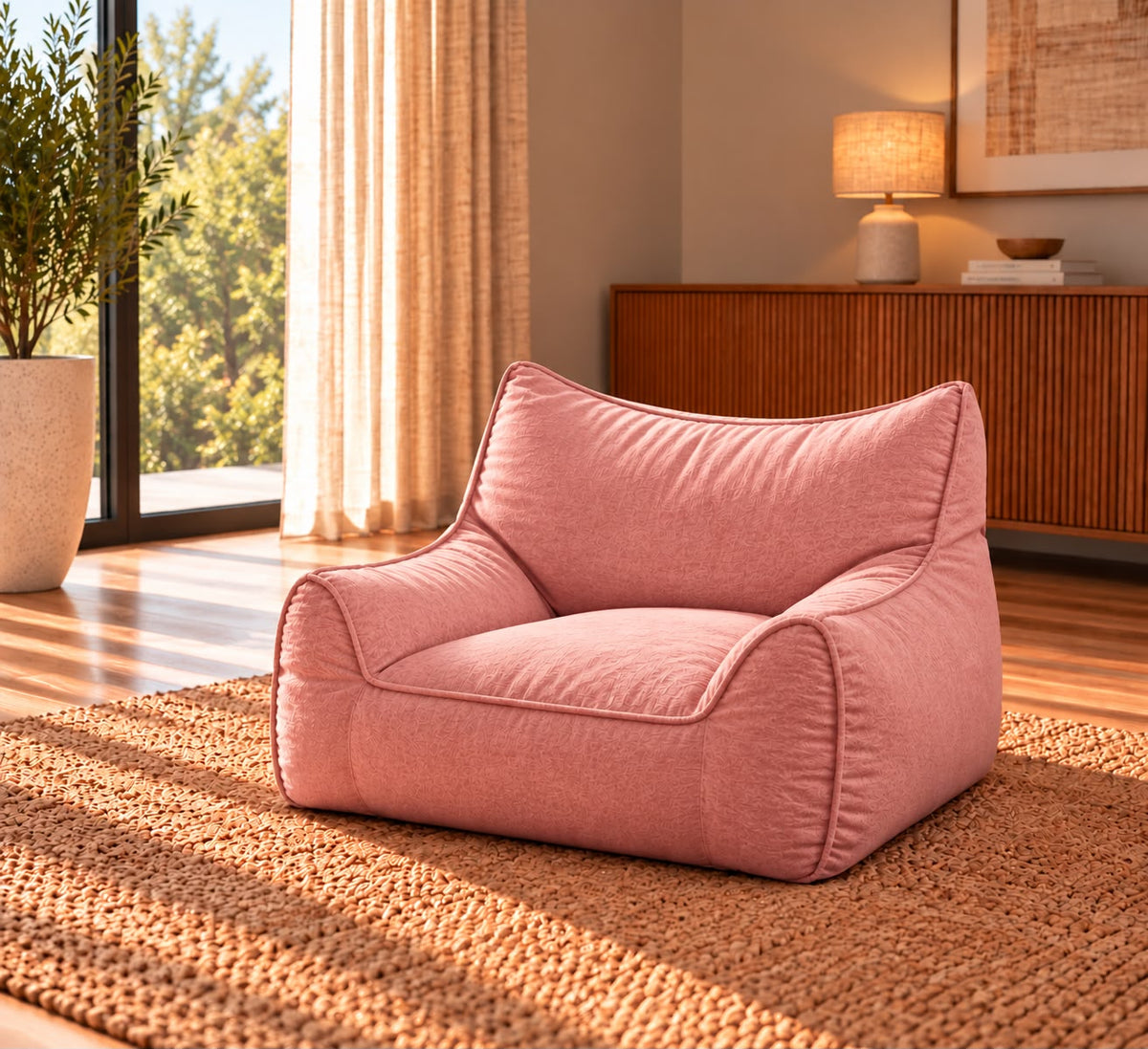 Petit Pouf Rose Poudré Décoratif