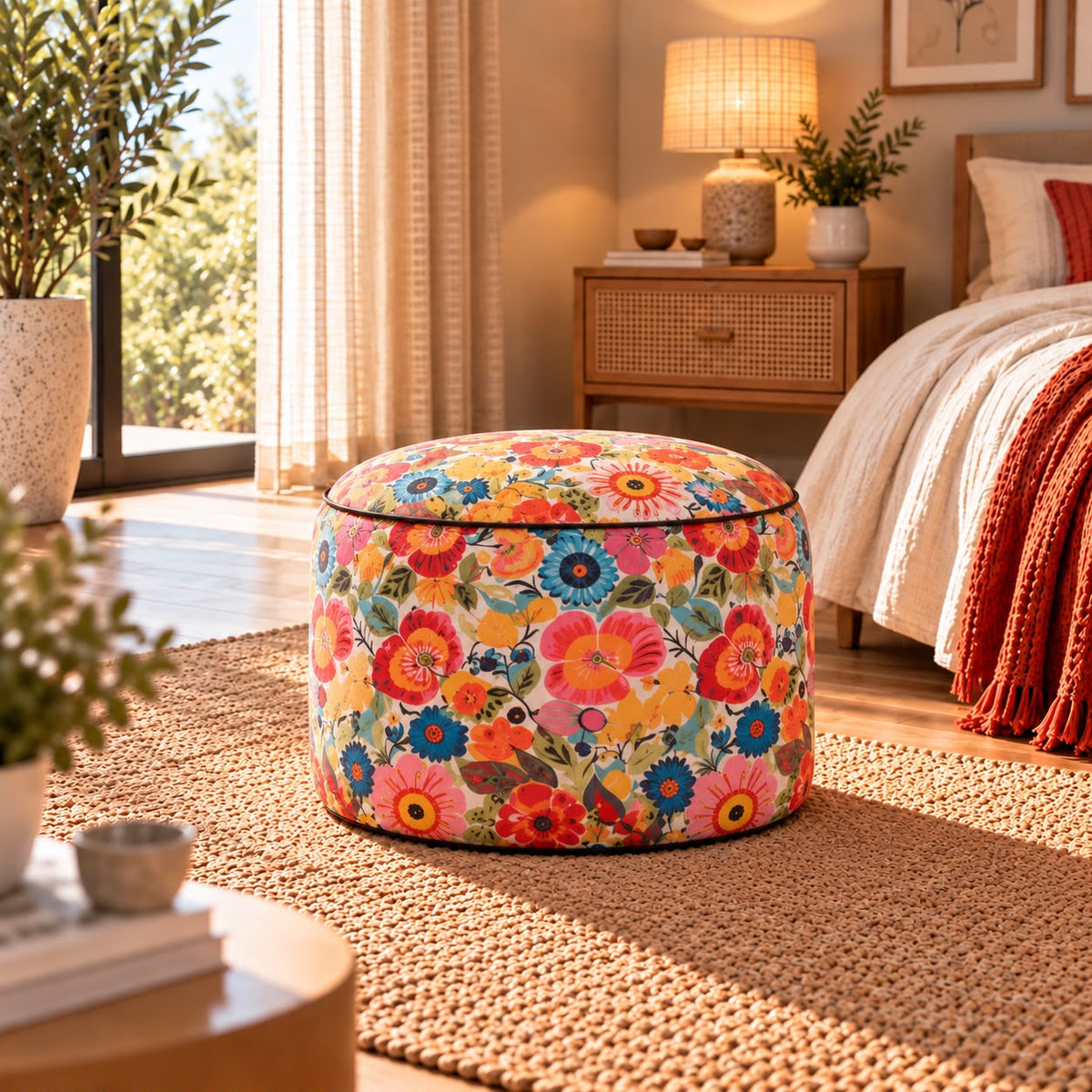 Pouf Rond Fleuri