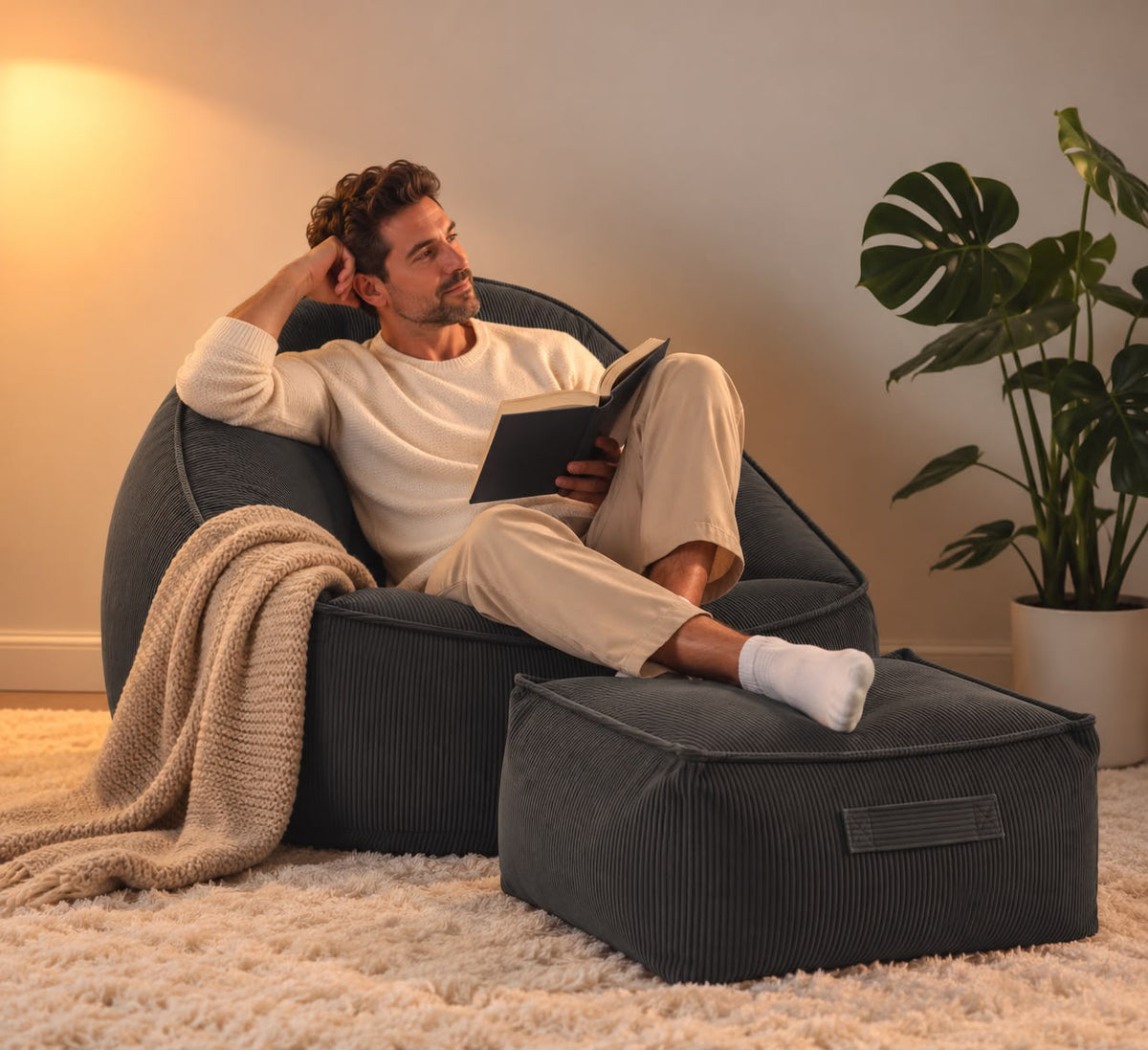 Pouf Poire Gris Foncé Adulte Canapé