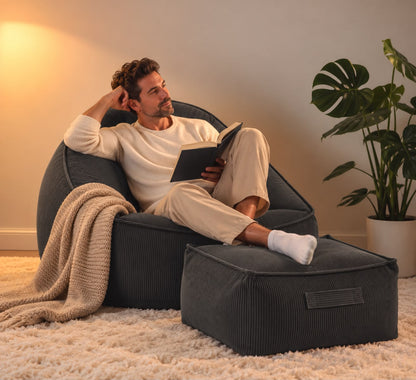 Pouf Poire Gris Foncé Adulte Canapé