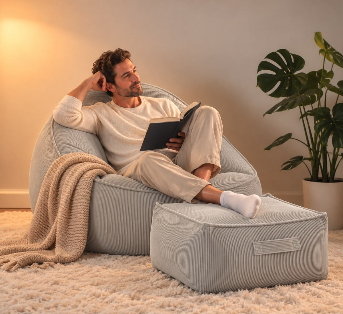 Pouf Poire Blanc Canapé