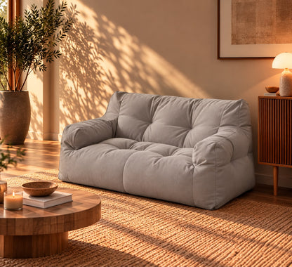 Pouf Canapé 2 Places Gris Clair