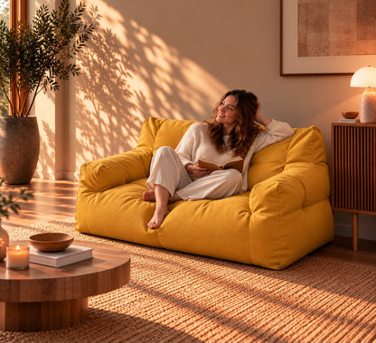 Grand Pouf Jaune Canapé 2 Places