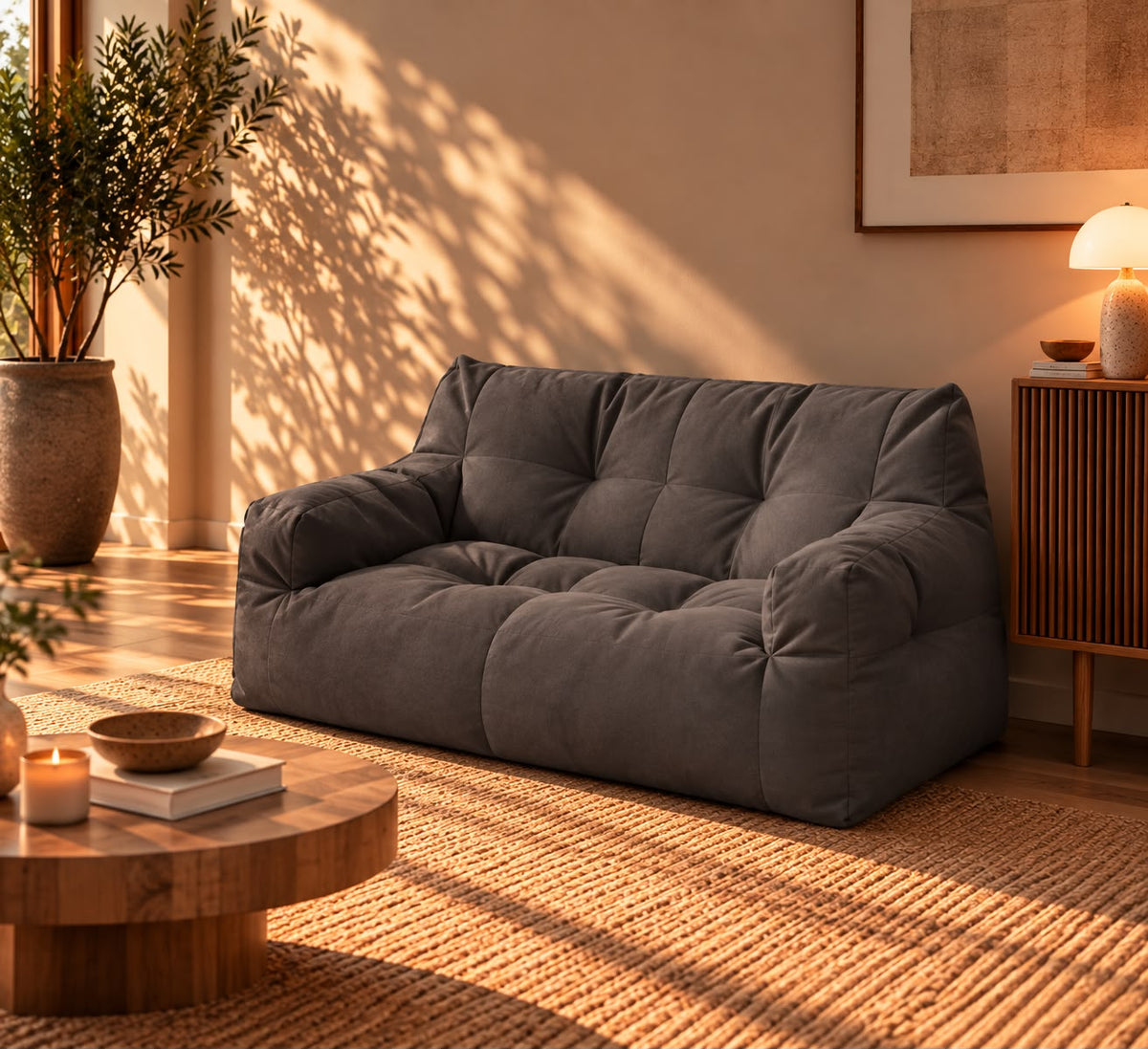 Pouf Canapé Géant Gris Foncé