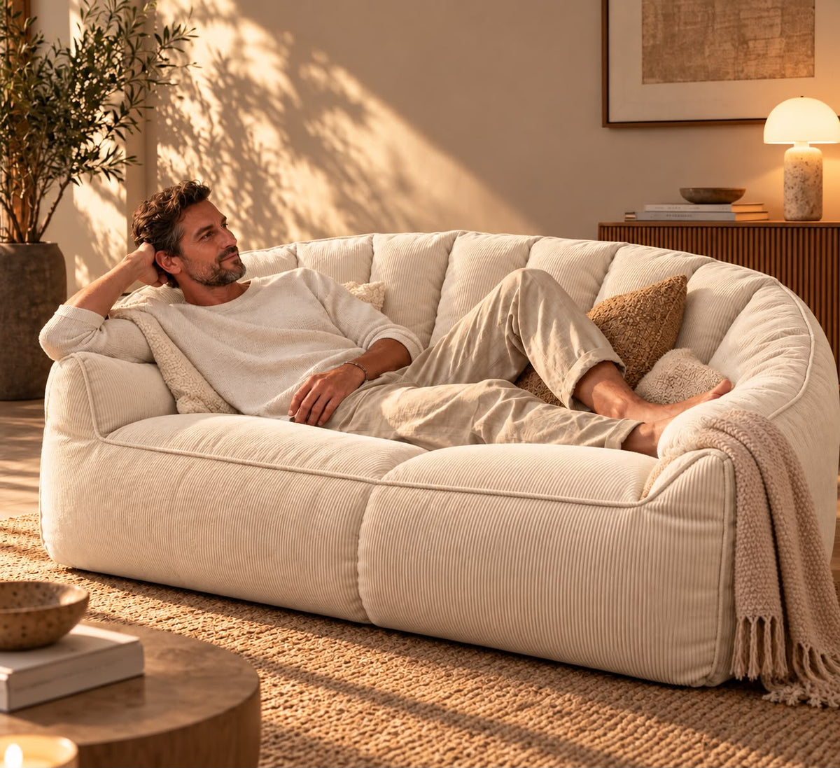 Pouf Canapé Salon Beige