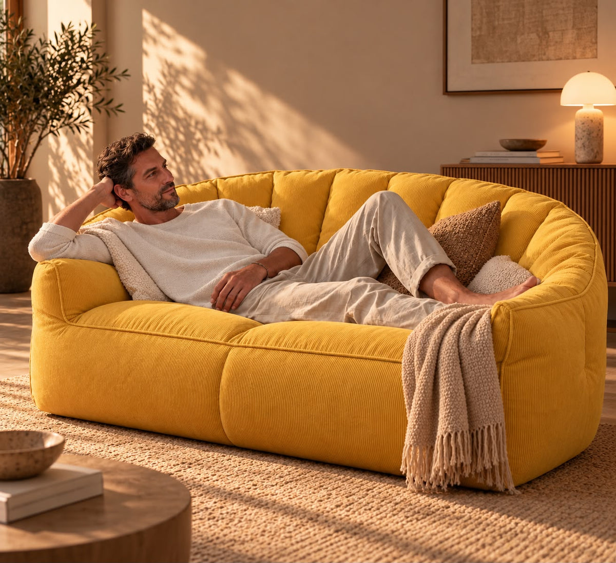 Pouf Canapé Salon Jaune