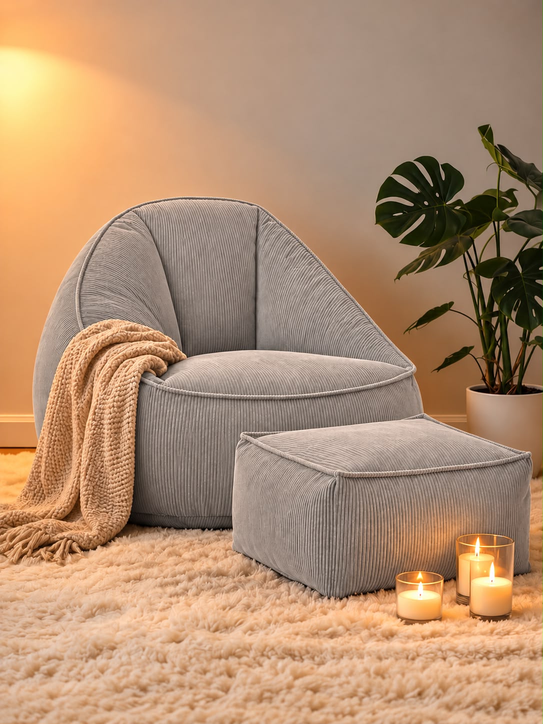 Pouf Poire Blanc Canapé