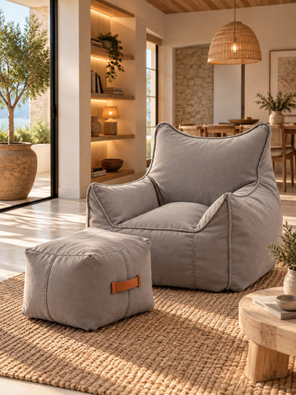 Fauteuil Pouf Gris Salon