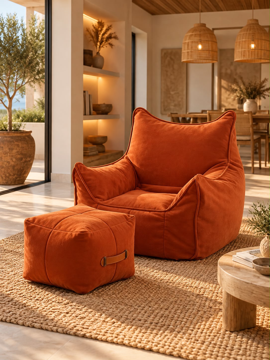 Pouf Orange Vintage Fauteuil