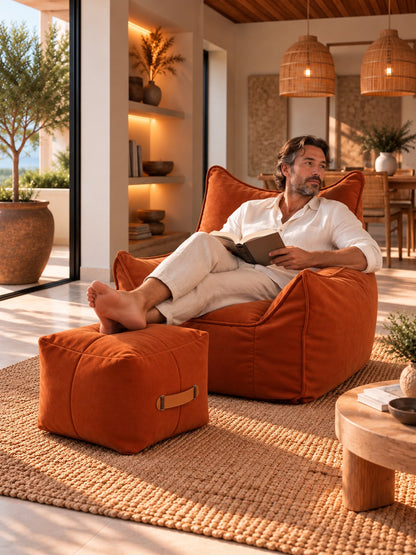 Pouf Orange Vintage Fauteuil