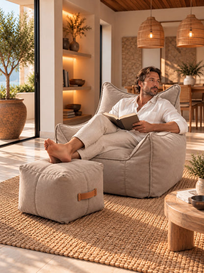 Fauteuil Pouf Gris Salon