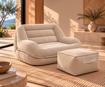 Pouf En Velours Côtelé Canapé Blanc