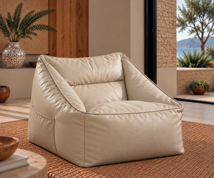 Pouf Cuir Beige Fauteuil