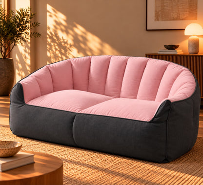 Pouf Canapé Bicolore Rose Gris