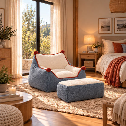 Fauteuil Pouf Chambre Bleu