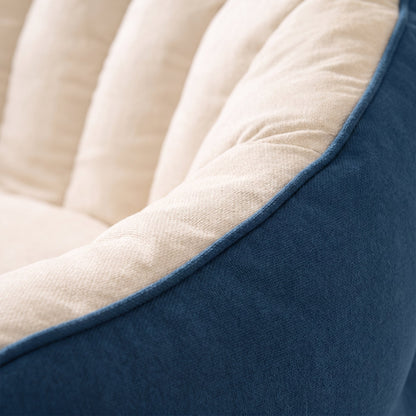 Canapé Pouf Modulable Bicolore Beige Bleu