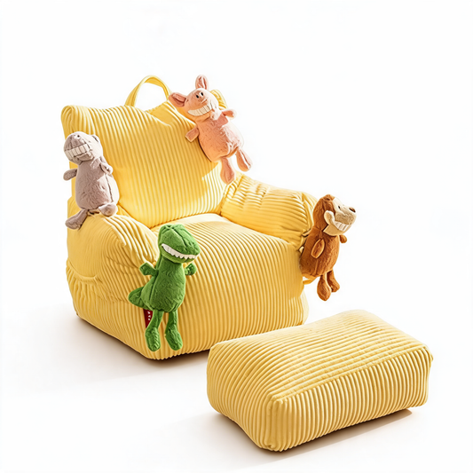 Fauteuil Pouf Chambre Ado Velours Jaune