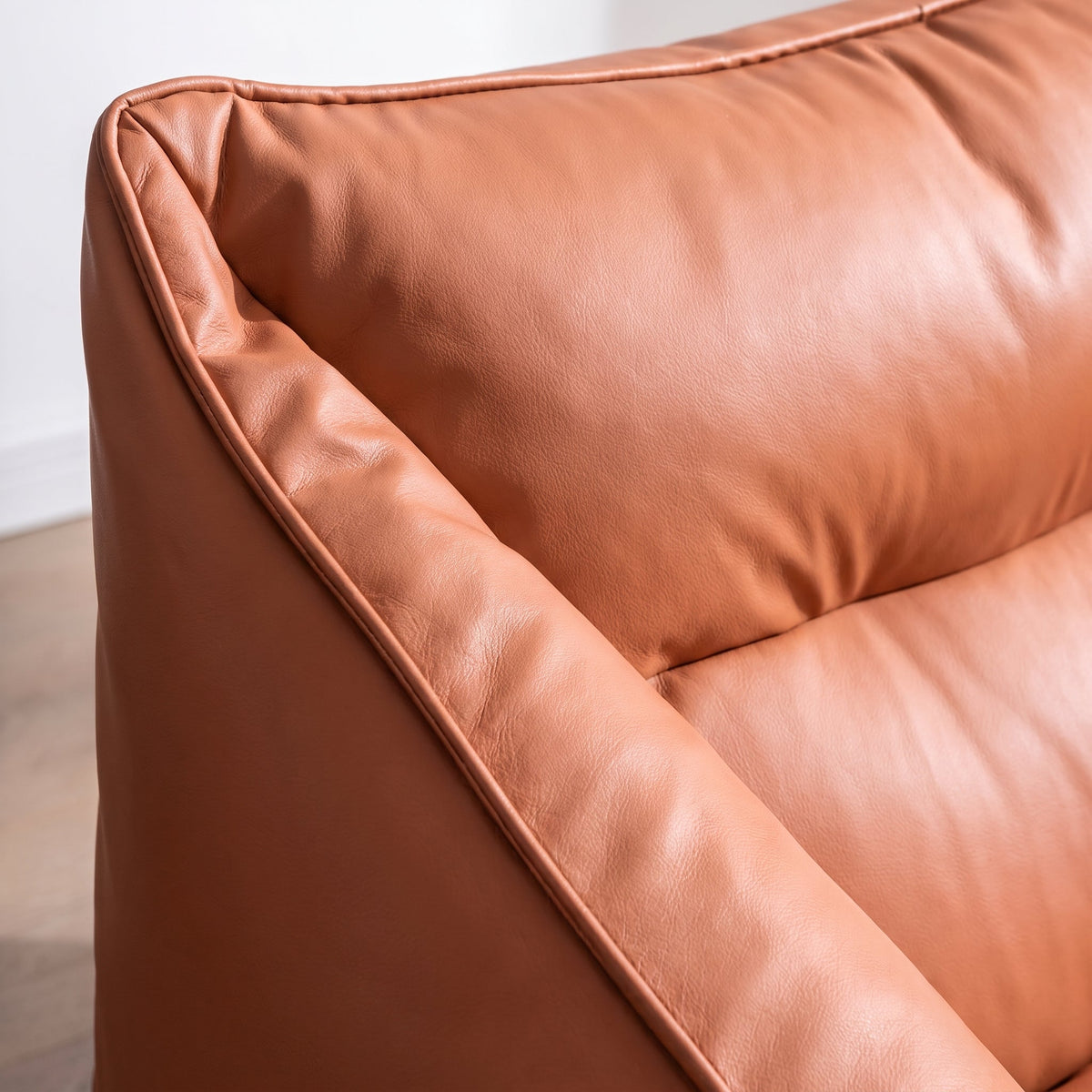 Fauteuil Pouf Orange Cuir