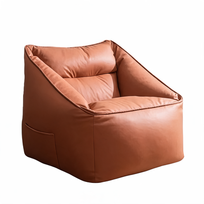 Fauteuil Pouf Orange Cuir