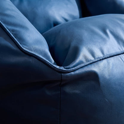 Fauteuil Pouf Salon Bleu Cuir