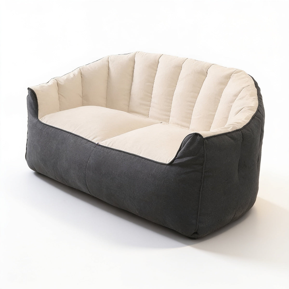 Grand Pouf Canapé Bicolore Beige Gris