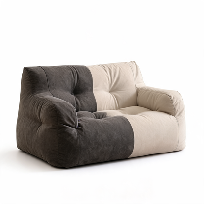 Grand Pouf Canapé Bicolore Beige