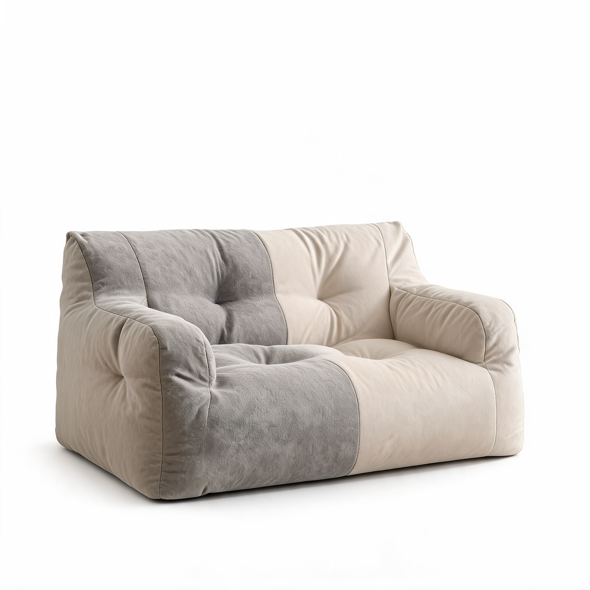 Grand Pouf Canapé Gris Bicolore