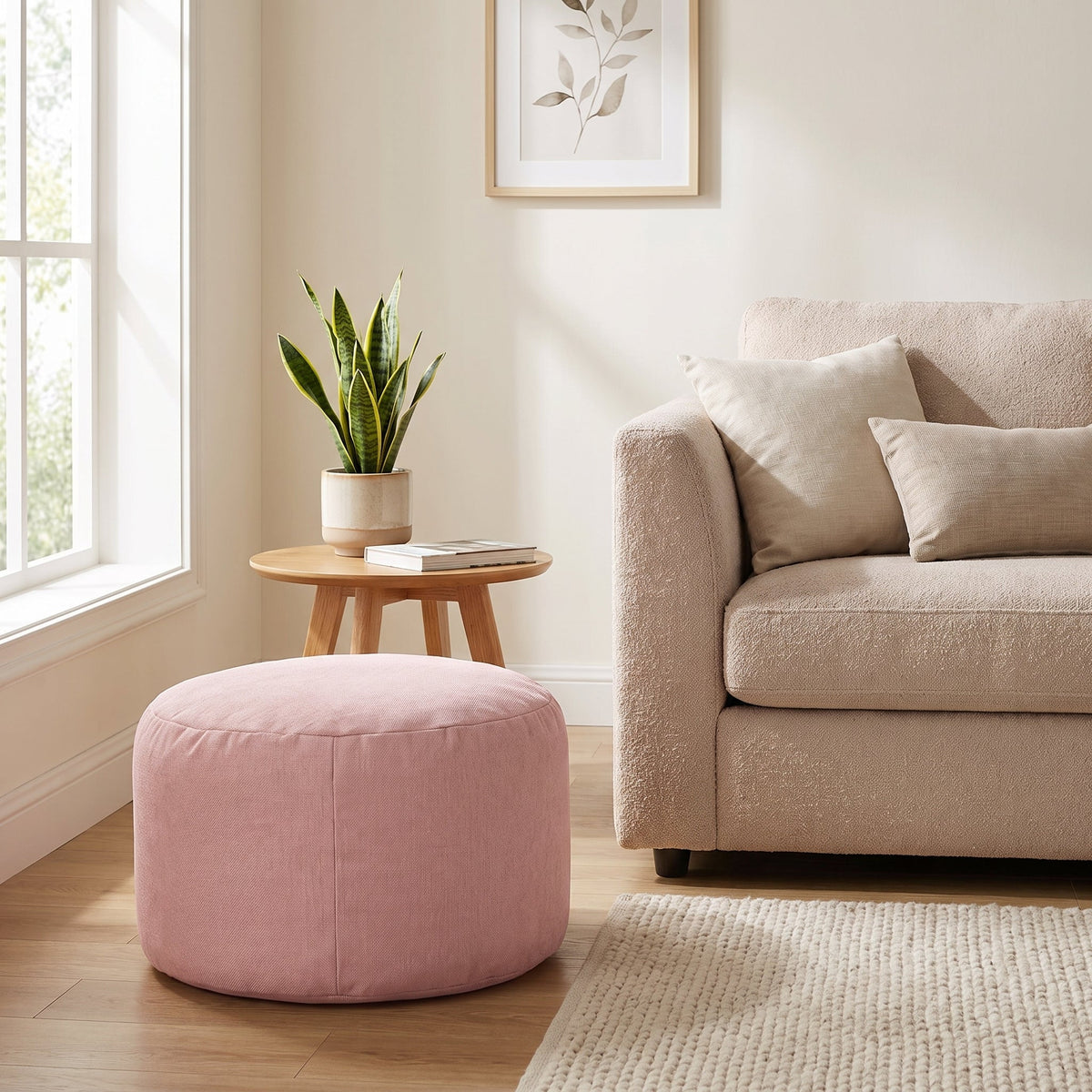 Petit Pouf Repose-Pieds Rose