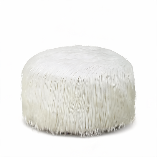 Petit Pouf Rond Blanc Décoratif