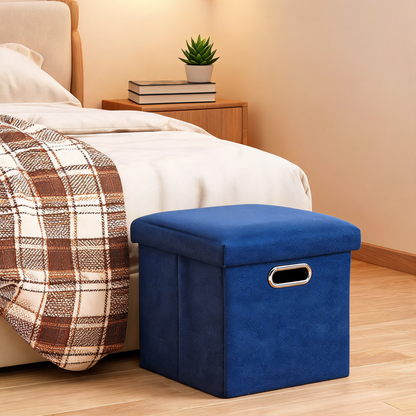 Pouf Bleu Roi Coffre Cube Chambre