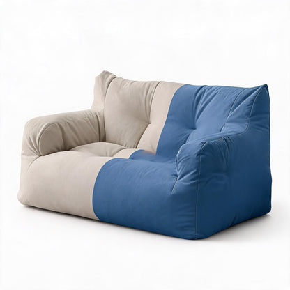 Pouf Canapé 2 Places Blanc/Bleu