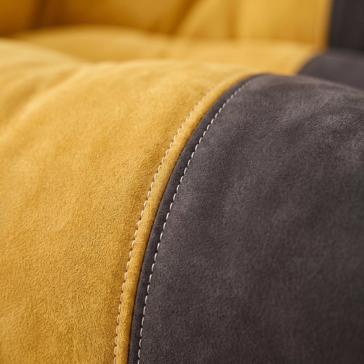 Pouf Canapé 2 Places Jaune/Gris foncé