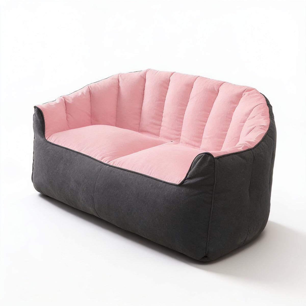 Pouf Canapé Bicolore Rose Gris