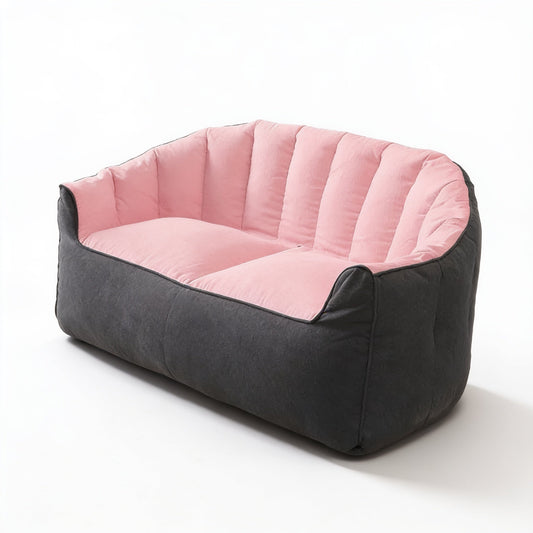 Pouf Canapé Bicolore Rose Gris