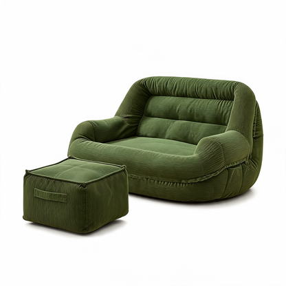 Pouf Canapé Velours Côtelé Vert