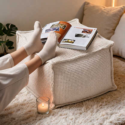 Pouf Carré Beige Salon