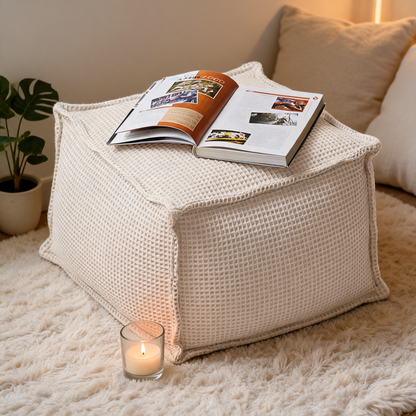 Pouf Carré Beige Salon