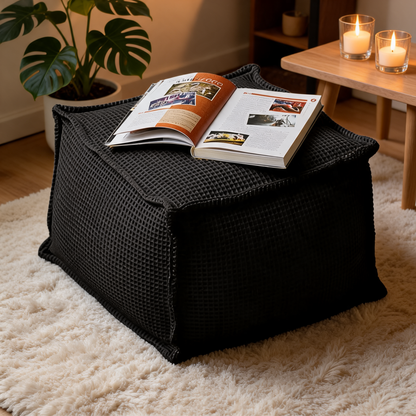 Pouf Carré Noir Salon