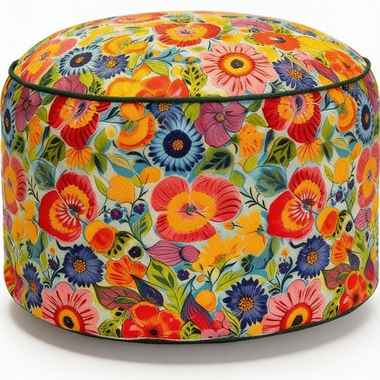 Pouf Rond Fleuri