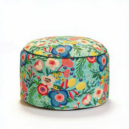 Pouf Rond Scandinave Fleuri
