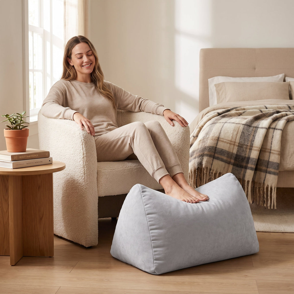 Pouf Chambre Doux Gris Clair