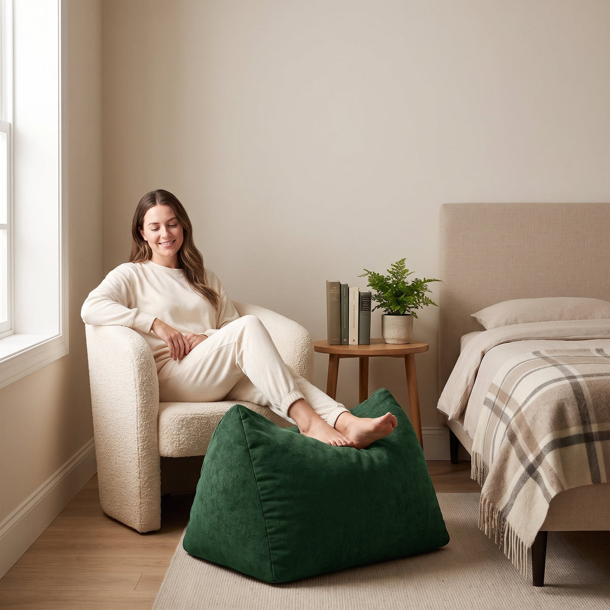Pouf Chambre Doux Repose-Pieds Vert