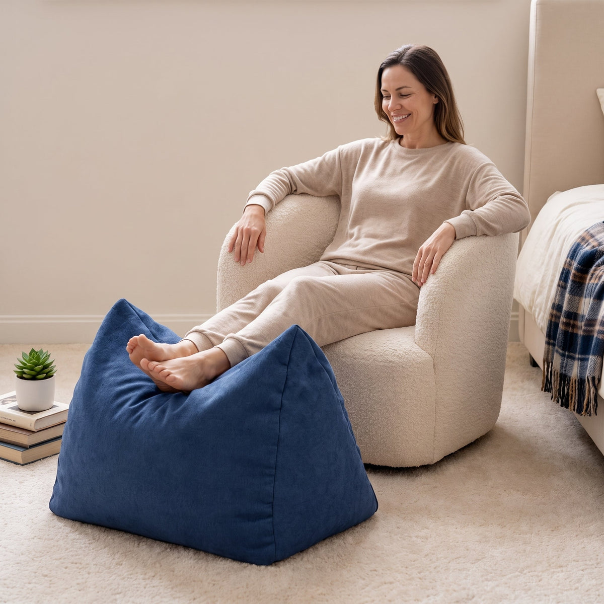 Pouf Chambre Repose-Pieds Bleu Ado