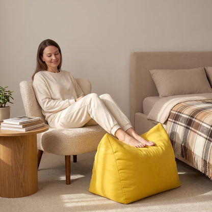 Pouf Chambre Repose-Pieds Jaune
