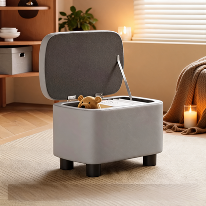 Pouf Coffre Cuir Gris