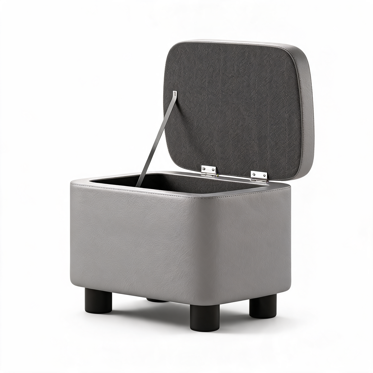 Pouf Coffre Cuir Gris