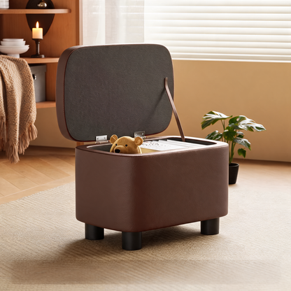 Pouf Coffre Cuir Marron